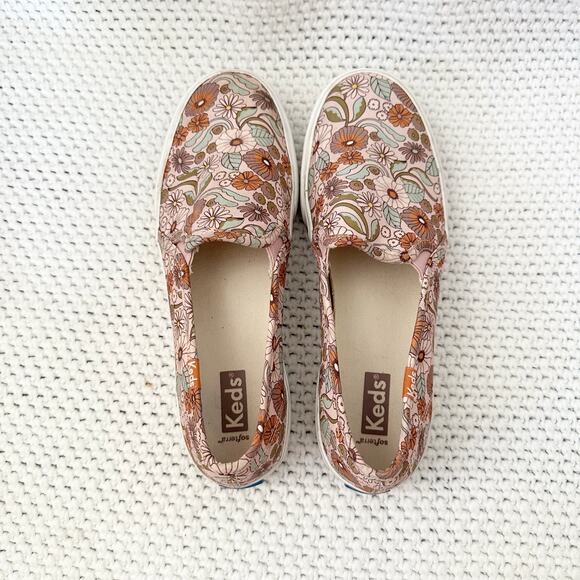 Keds Blush Pink Groovy Floral Print Double Decker Slip On Sneakers Talbots 7.5 - Picture 4 of 9